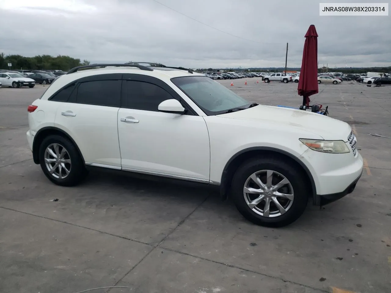 2008 Infiniti Fx35 VIN: JNRAS08W38X203314 Lot: 71205514