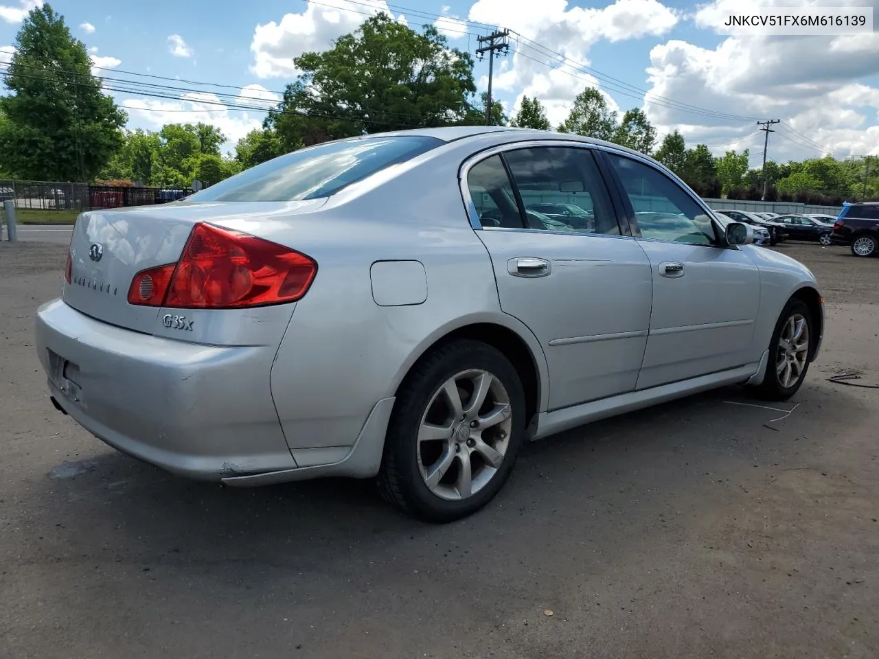 2006 Infiniti G35 VIN: JNKCV51FX6M616139 Lot: 57704294