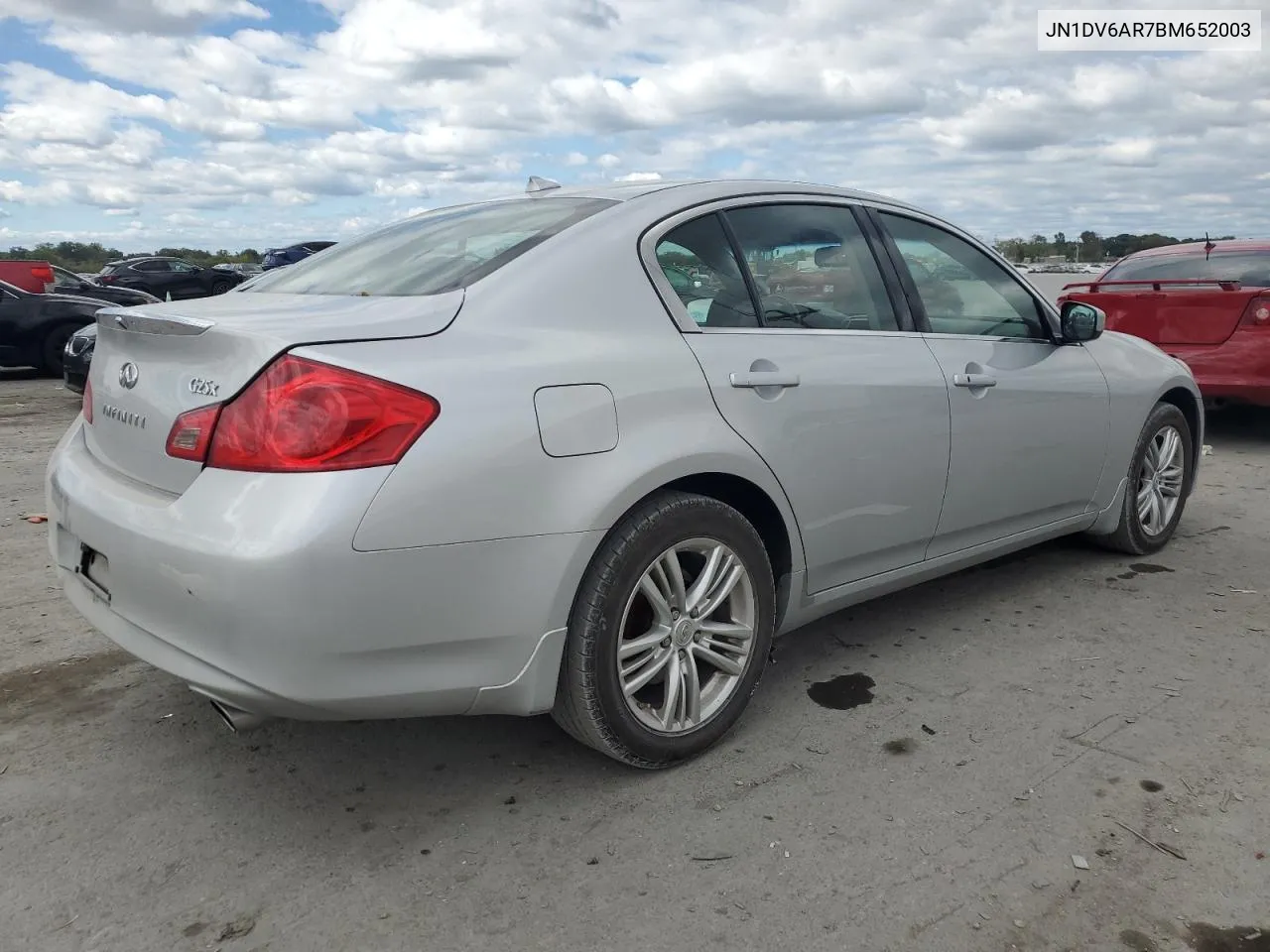 2011 Infiniti G25 VIN: JN1DV6AR7BM652003 Lot: 71923394