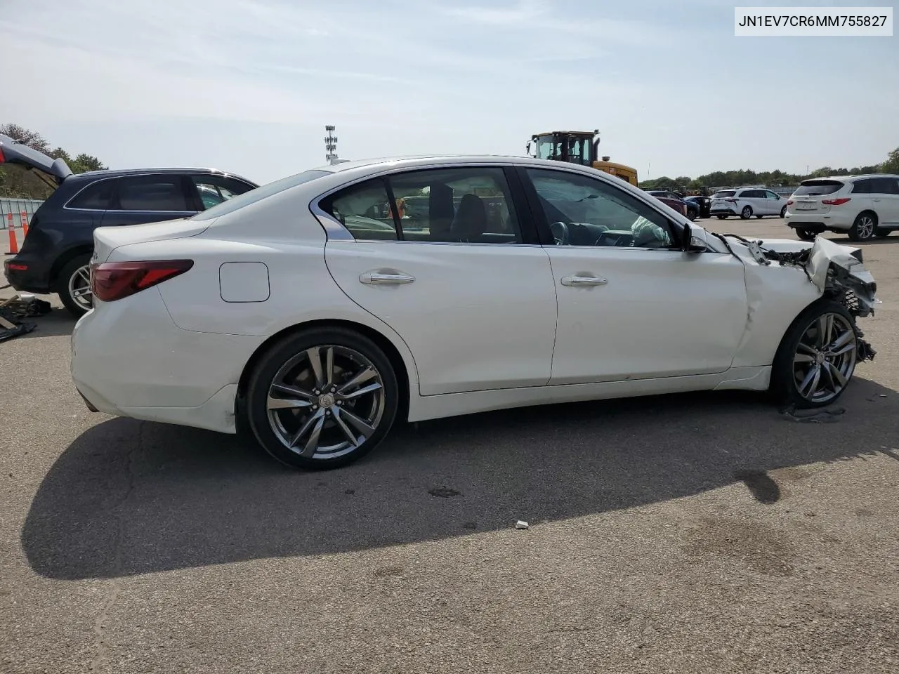 2021 Infiniti Q50 Sensory VIN: JN1EV7CR6MM755827 Lot: 71322274