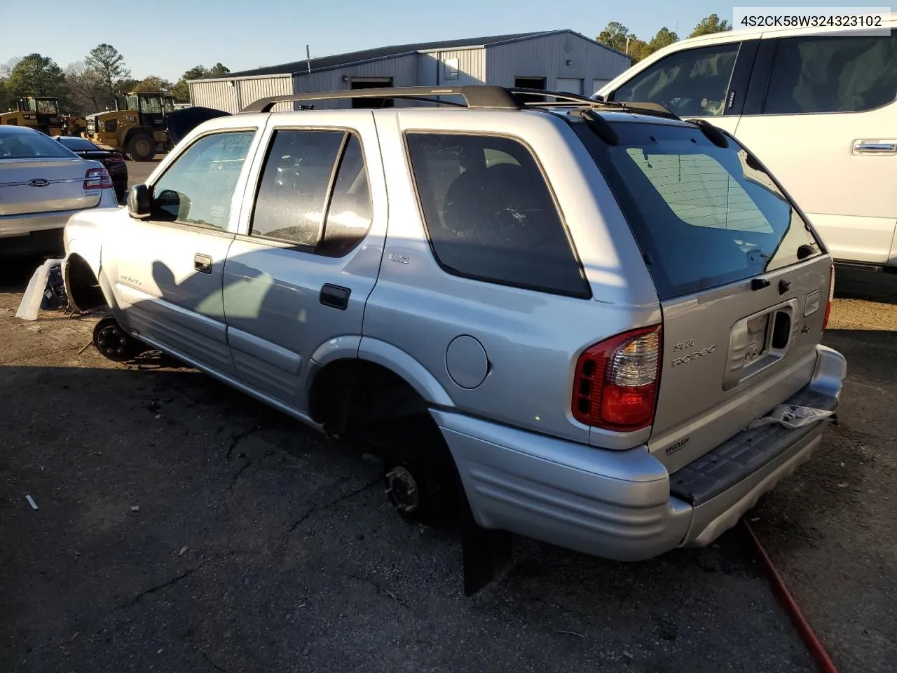 2002 Isuzu Rodeo S VIN: 4S2CK58W324323102 Lot: 82631913