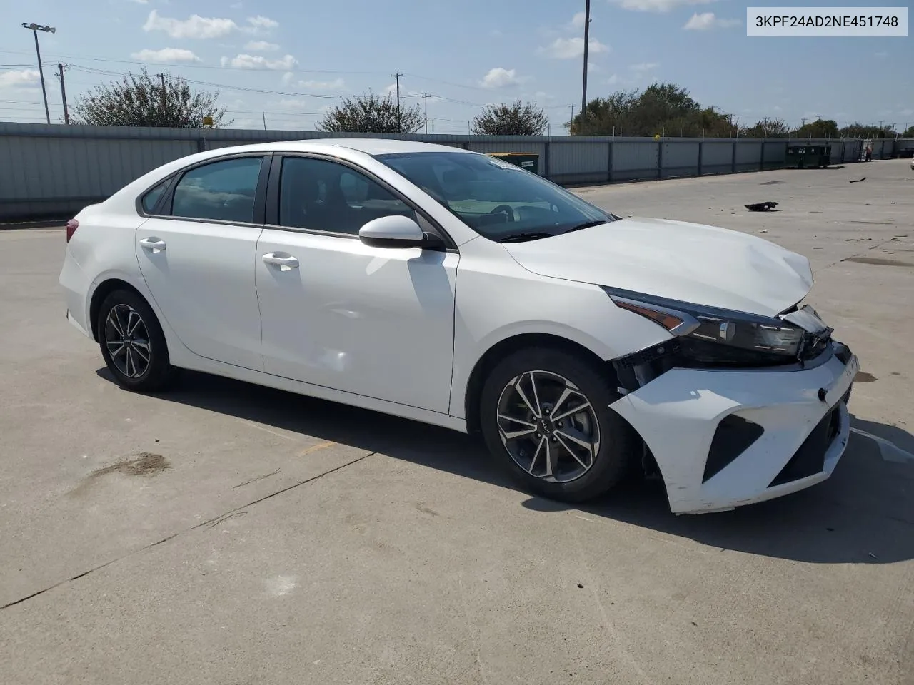 2022 Kia Forte Fe VIN: 3KPF24AD2NE451748 Lot: 72032864