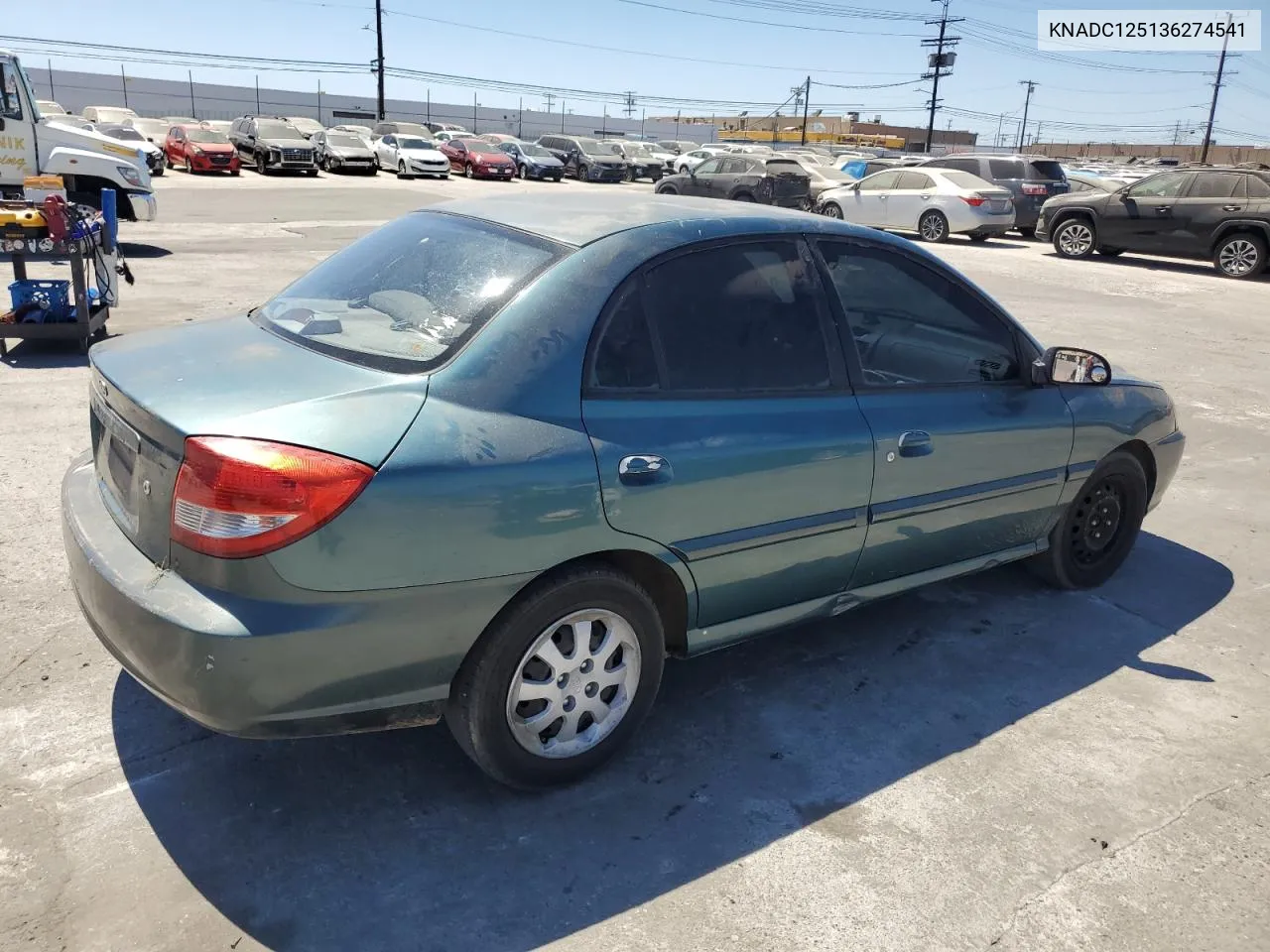 2003 Kia Rio VIN: KNADC125136274541 Lot: 68484844