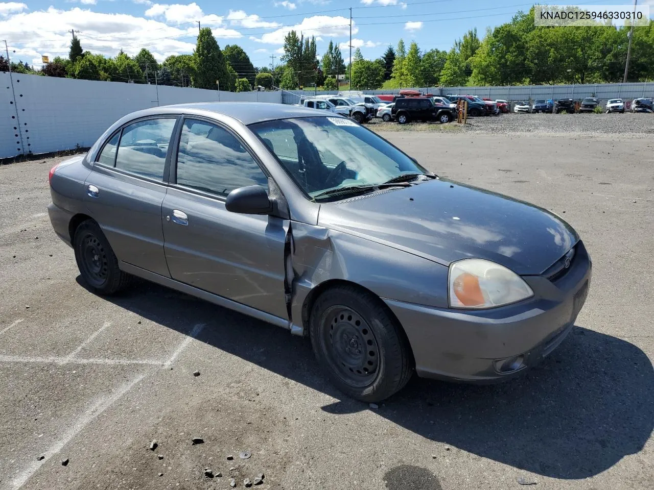 2004 Kia Rio VIN: KNADC125946330310 Lot: 69411894