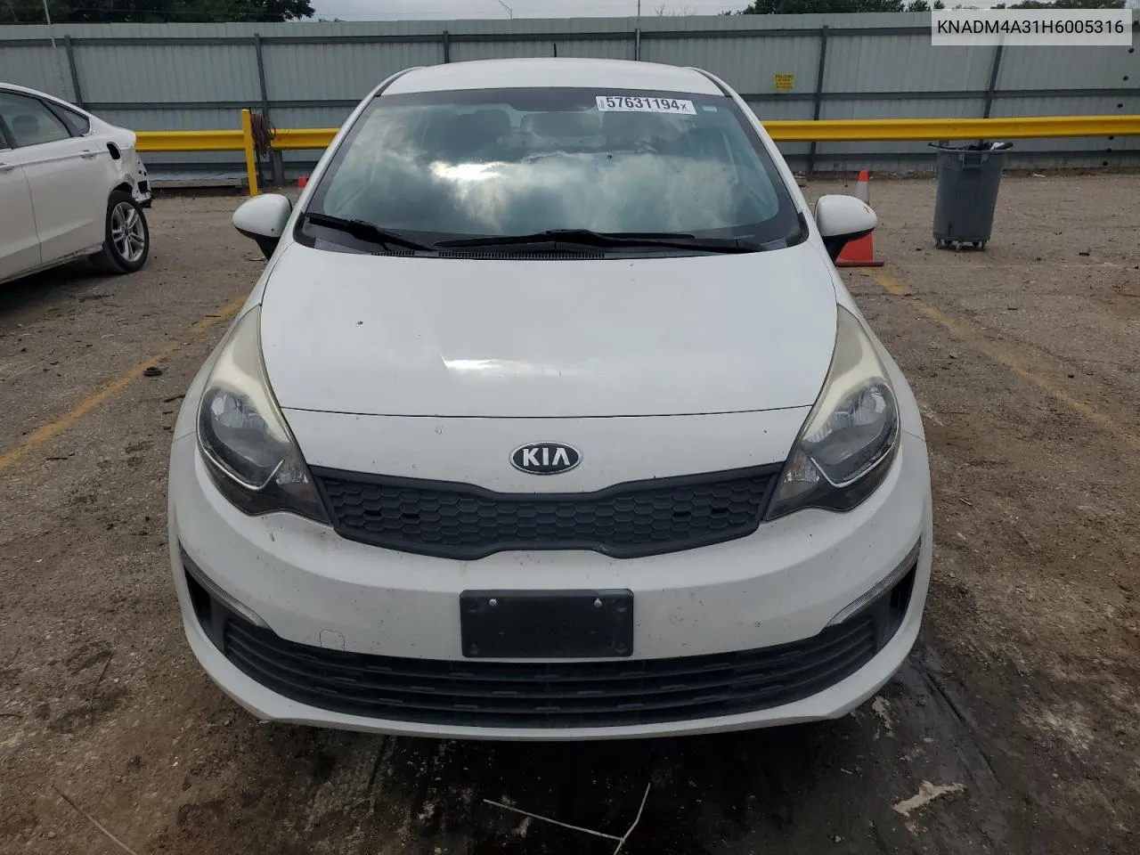 2017 Kia Rio Lx VIN: KNADM4A31H6005316 Lot: 57631194