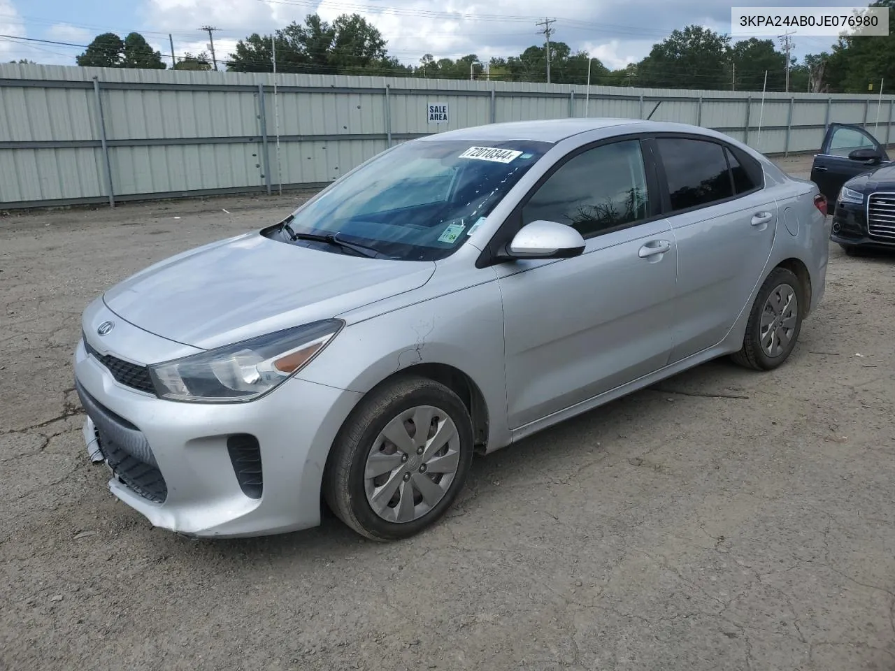 2018 Kia Rio Lx VIN: 3KPA24AB0JE076980 Lot: 72010344