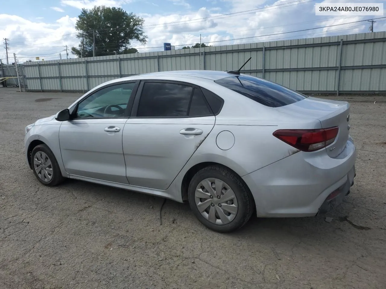 2018 Kia Rio Lx VIN: 3KPA24AB0JE076980 Lot: 72010344