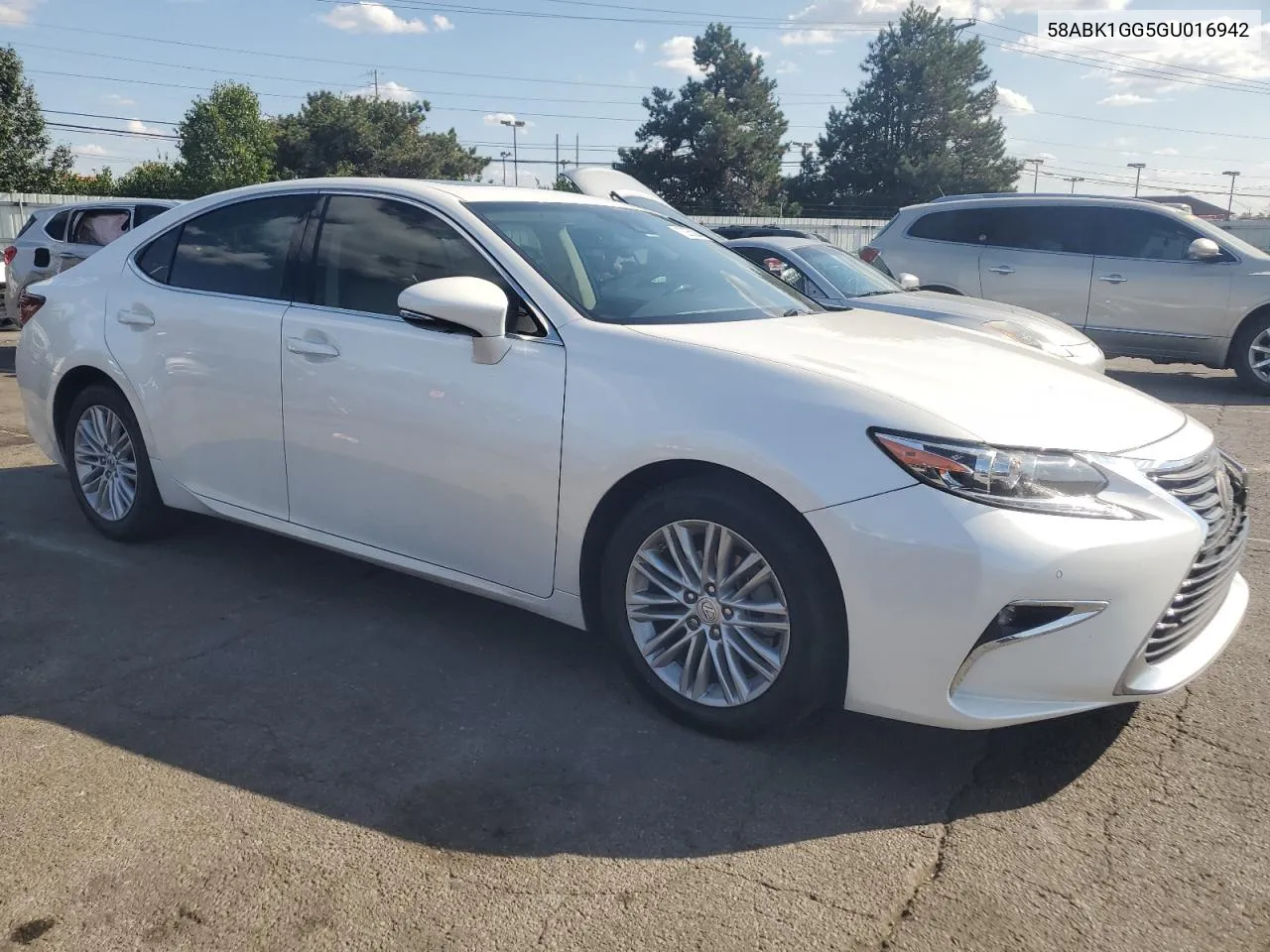 2016 Lexus Es 350 VIN: 58ABK1GG5GU016942 Lot: 72255294