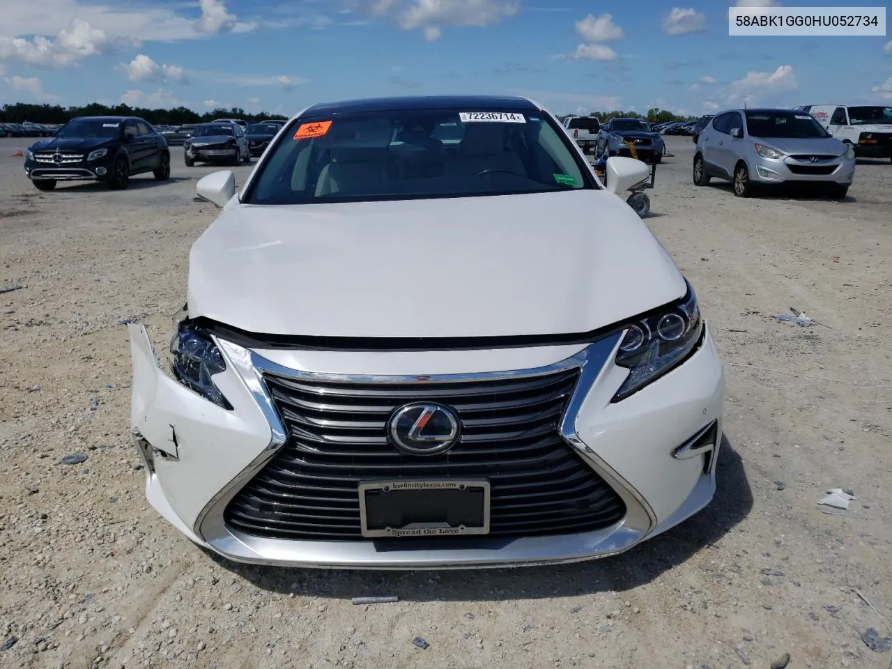 2017 Lexus Es 350 VIN: 58ABK1GG0HU052734 Lot: 72236714