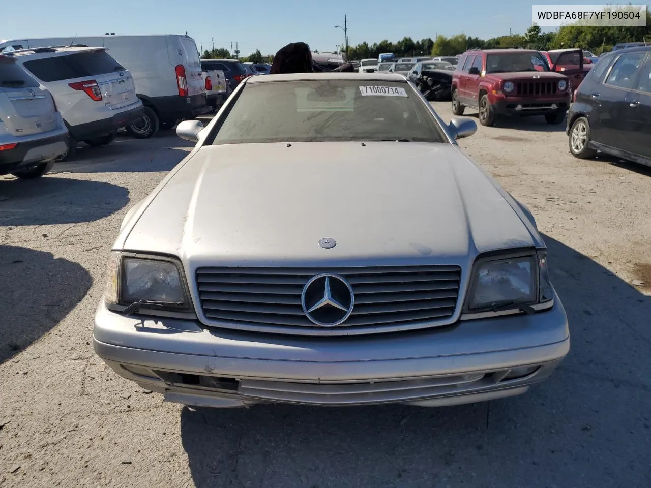 2000 Mercedes-Benz Sl 500 VIN: WDBFA68F7YF190504 Lot: 71000714