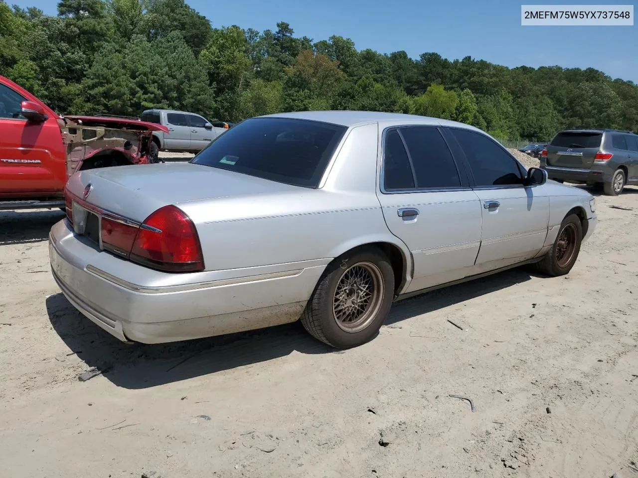 2000 Mercury Grand Marquis Ls VIN: 2MEFM75W5YX737548 Lot: 65756444