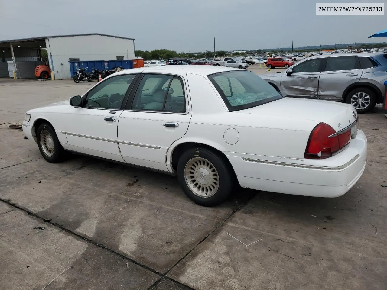 2000 Mercury Grand Marquis Ls VIN: 2MEFM75W2YX725213 Lot: 69941144