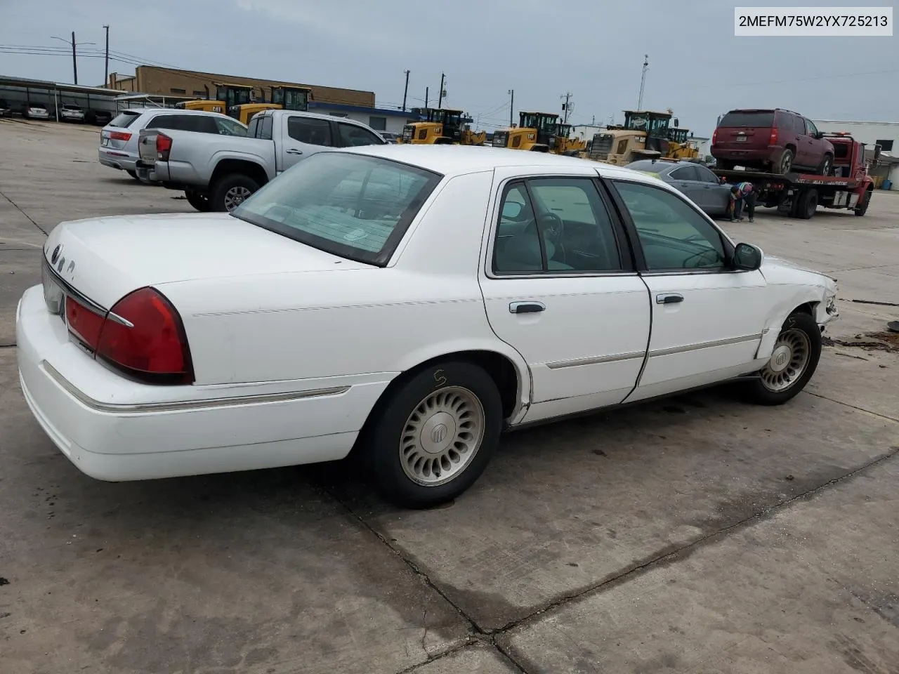 2000 Mercury Grand Marquis Ls VIN: 2MEFM75W2YX725213 Lot: 69941144