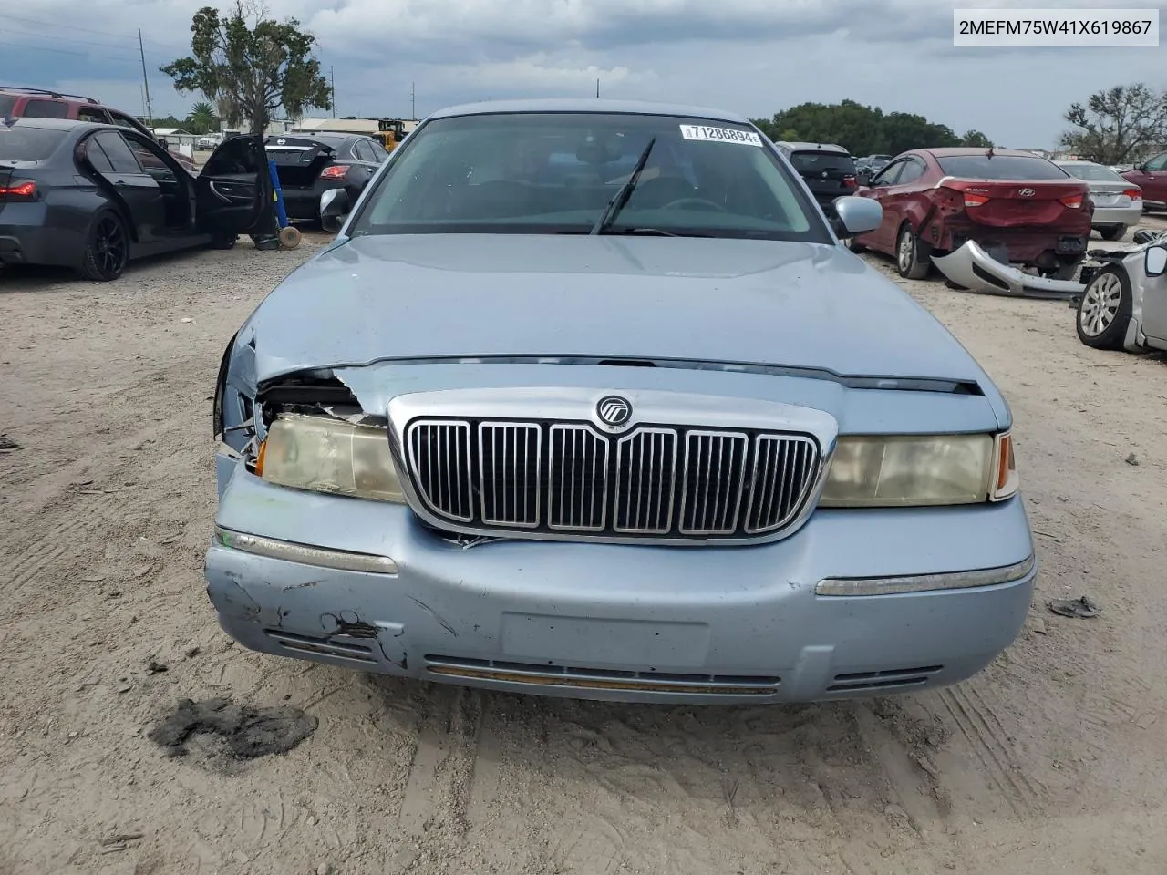 2001 Mercury Grand Marquis Ls VIN: 2MEFM75W41X619867 Lot: 71286894