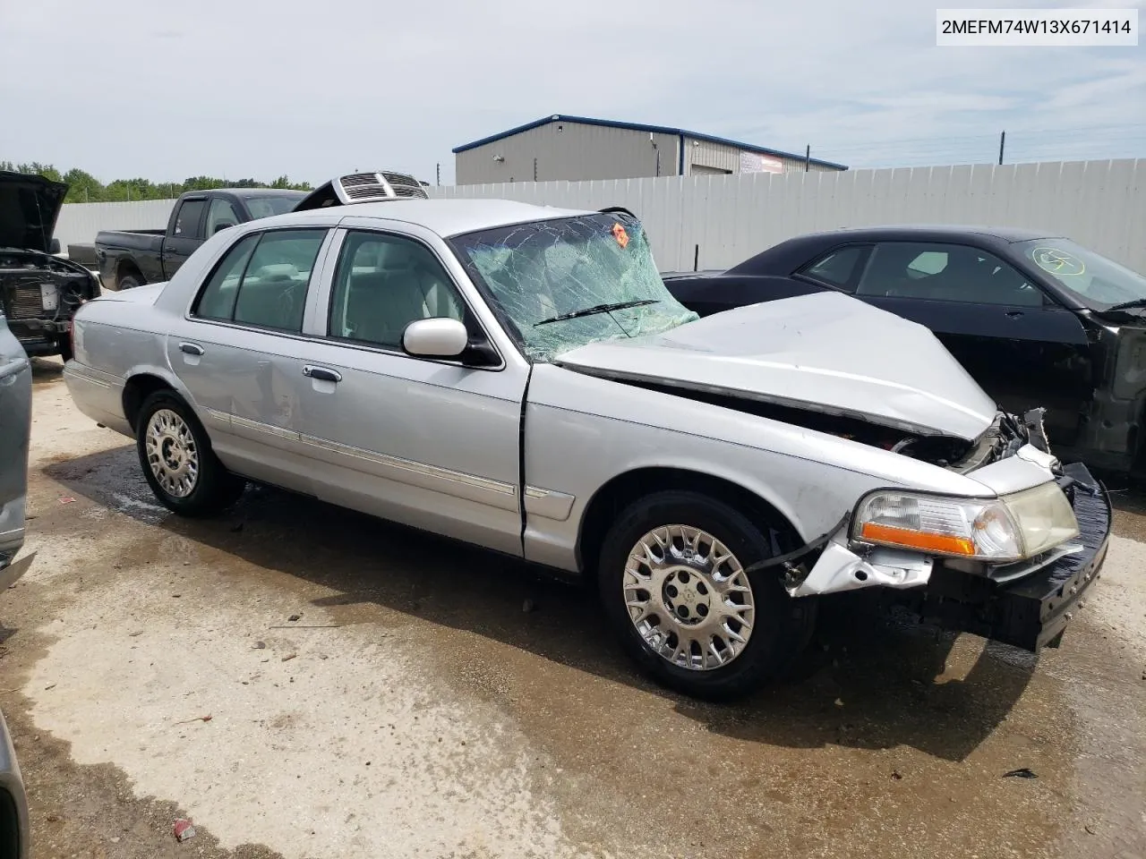 2003 Mercury Grand Marquis Gs VIN: 2MEFM74W13X671414 Lot: 63143394