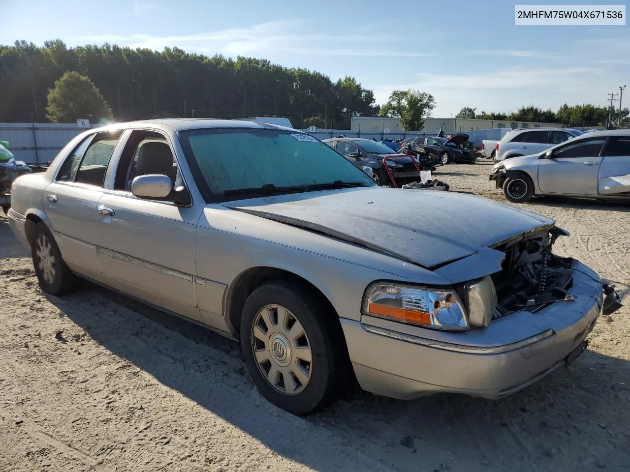 2004 Mercury Grand Marquis Ls VIN: 2MHFM75W04X671536 Lot: 70319104