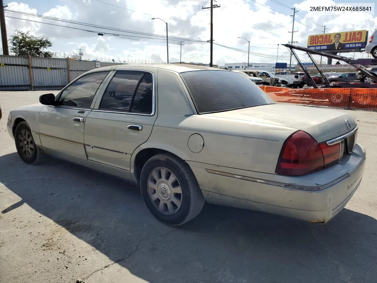 2004 Mercury Grand Marquis Ls VIN: 2MEFM75W24X685841 Lot: 70780074