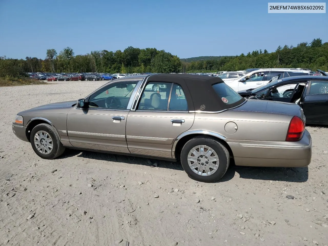 2005 Mercury Grand Marquis Gs VIN: 2MEFM74W85X602092 Lot: 68820314