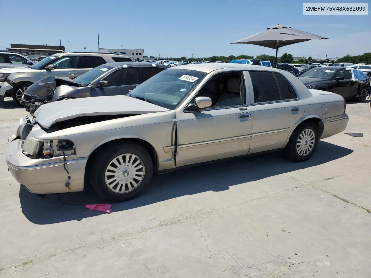 2008 Mercury Grand Marquis Ls VIN: 2MEFM75V48X632099 Lot: 57943614