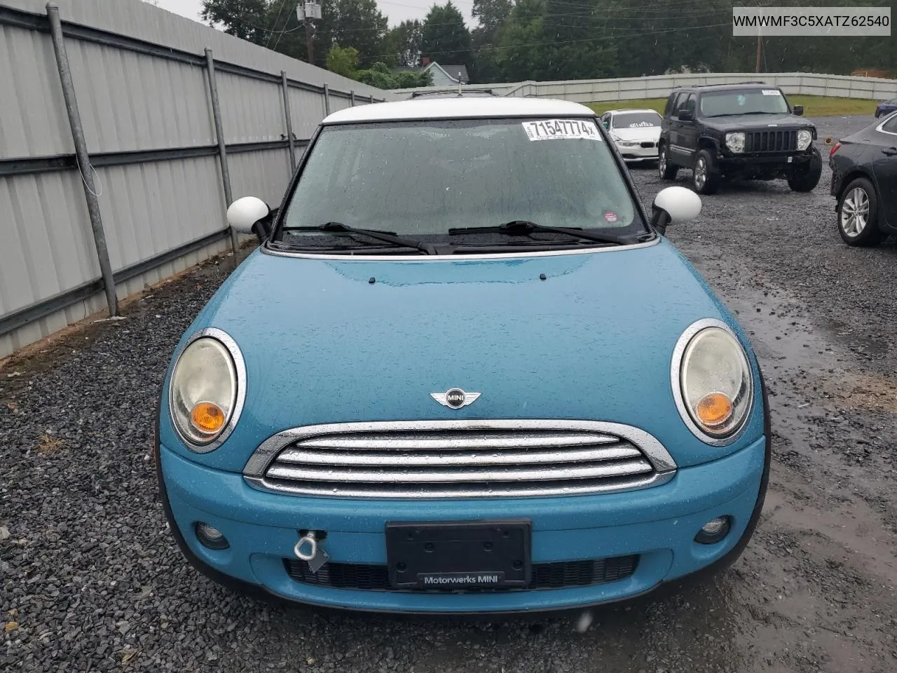 2010 Mini Cooper VIN: WMWMF3C5XATZ62540 Lot: 71547774