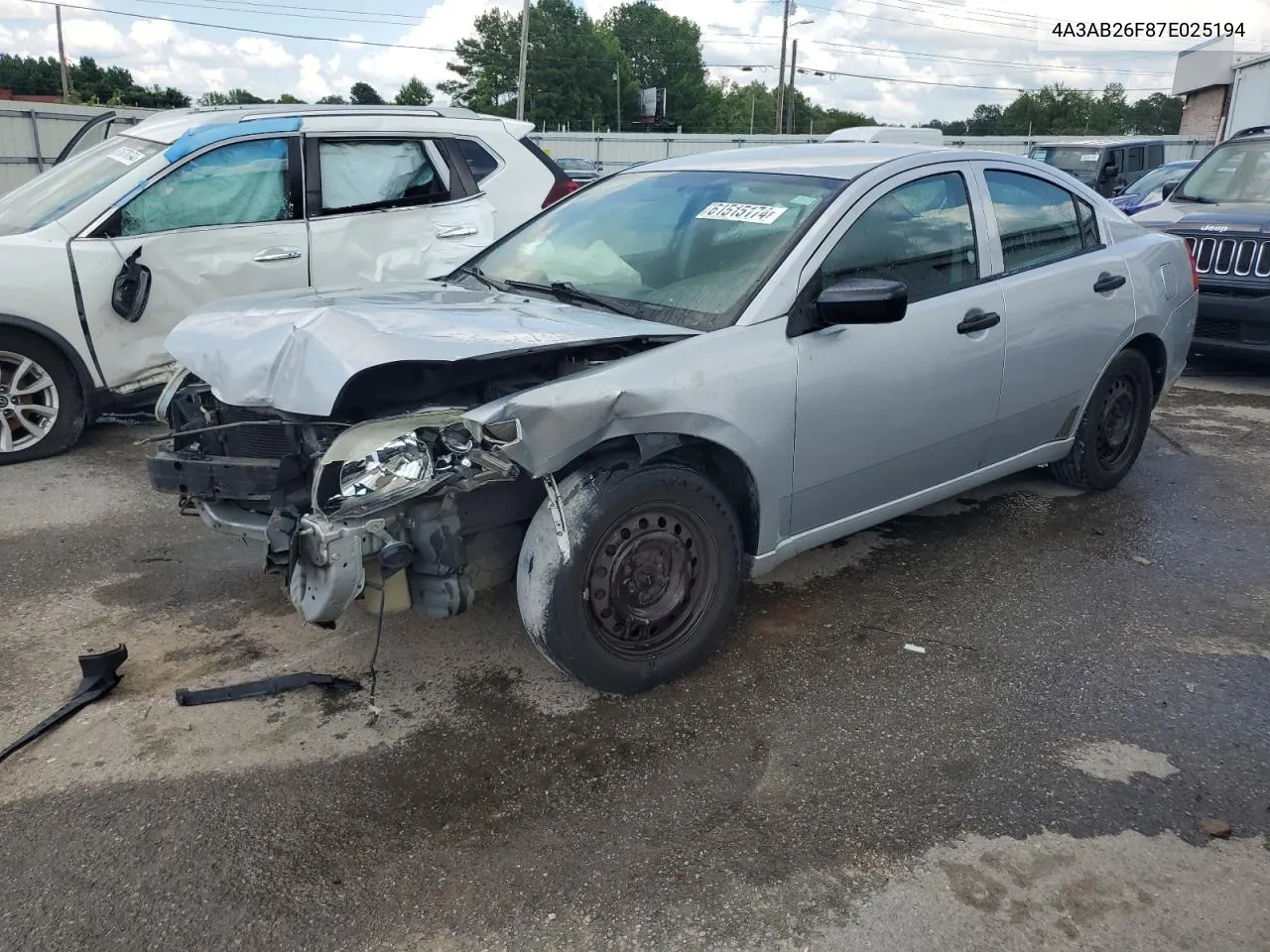 2007 Mitsubishi Galant De VIN: 4A3AB26F87E025194 Lot: 61515174