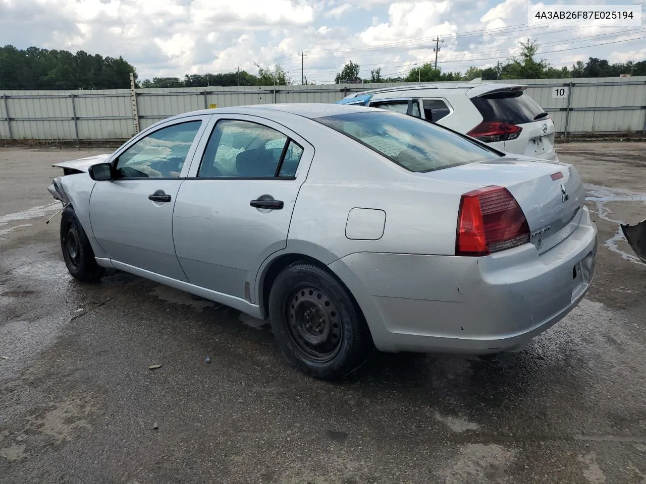 4A3AB26F87E025194 2007 Mitsubishi Galant De