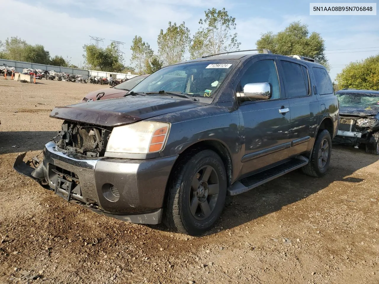 2005 Nissan Armada Se VIN: 5N1AA08B95N706848 Lot: 71296124