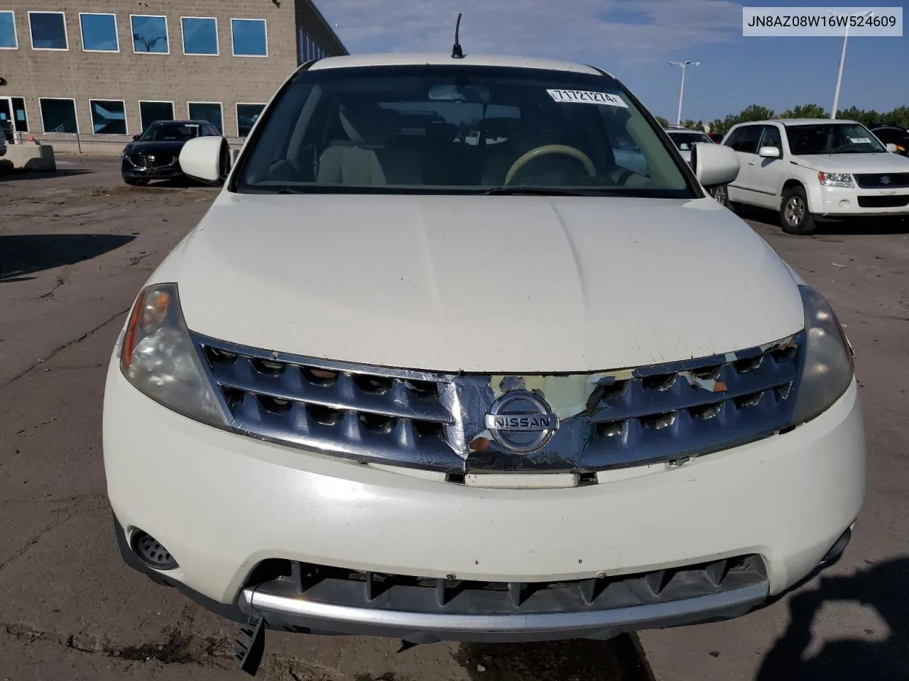 2006 Nissan Murano Sl VIN: JN8AZ08W16W524609 Lot: 71721274