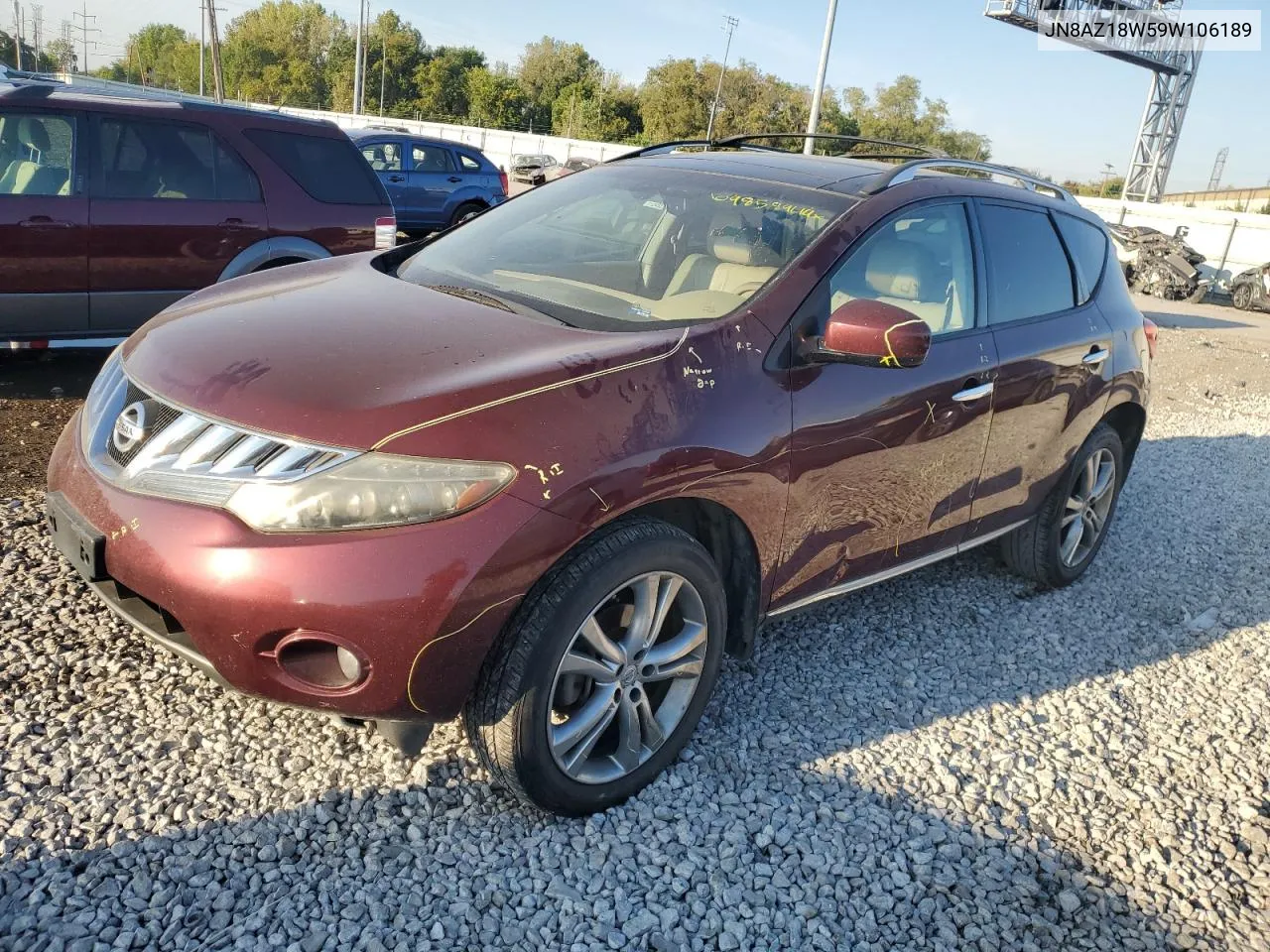 2009 Nissan Murano S VIN: JN8AZ18W59W106189 Lot: 69858944