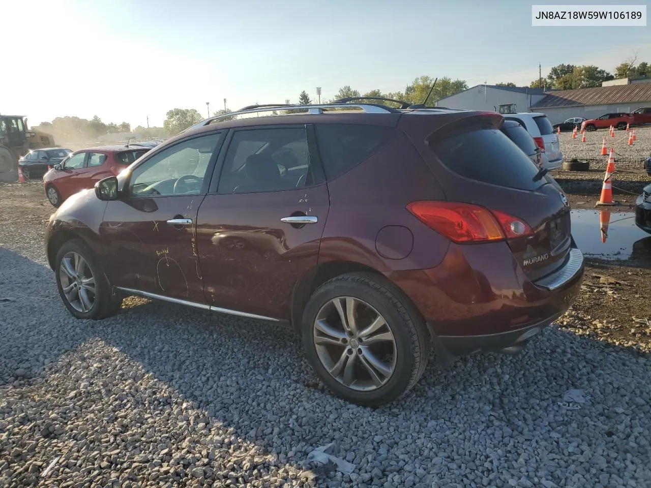 2009 Nissan Murano S VIN: JN8AZ18W59W106189 Lot: 69858944