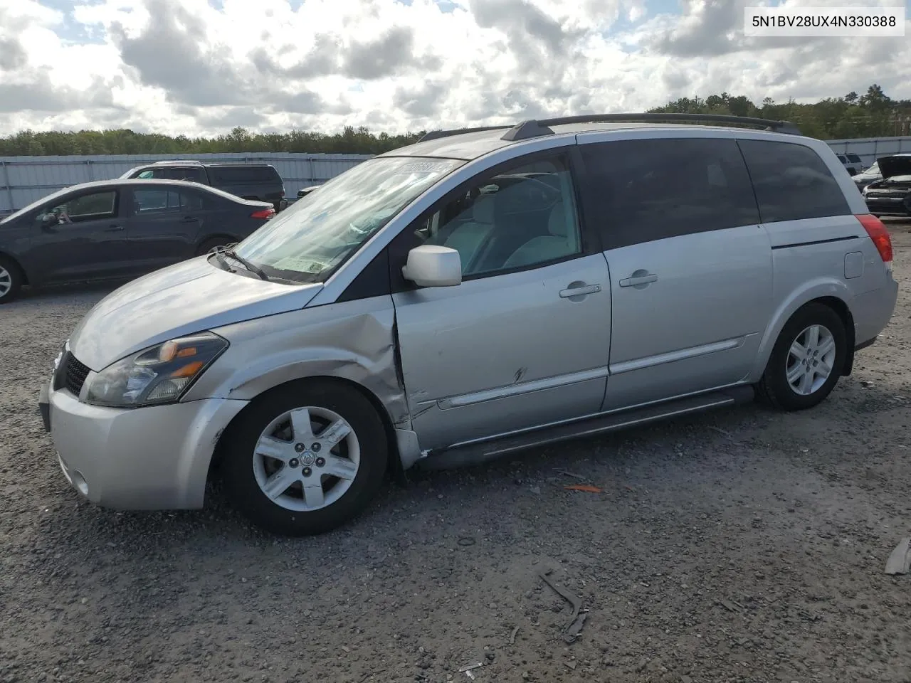 2004 Nissan Quest S VIN: 5N1BV28UX4N330388 Lot: 70266874