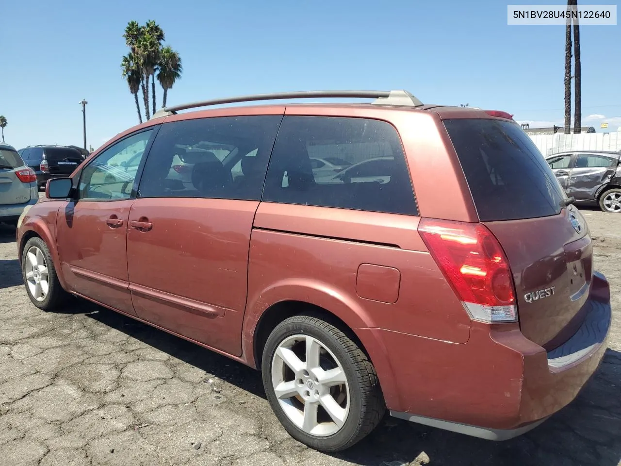 2005 Nissan Quest S VIN: 5N1BV28U45N122640 Lot: 70808094