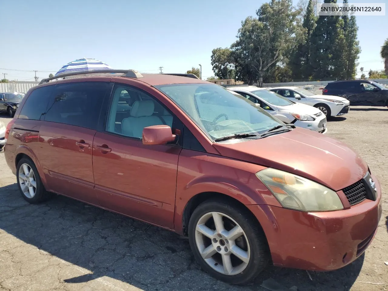 2005 Nissan Quest S VIN: 5N1BV28U45N122640 Lot: 70808094