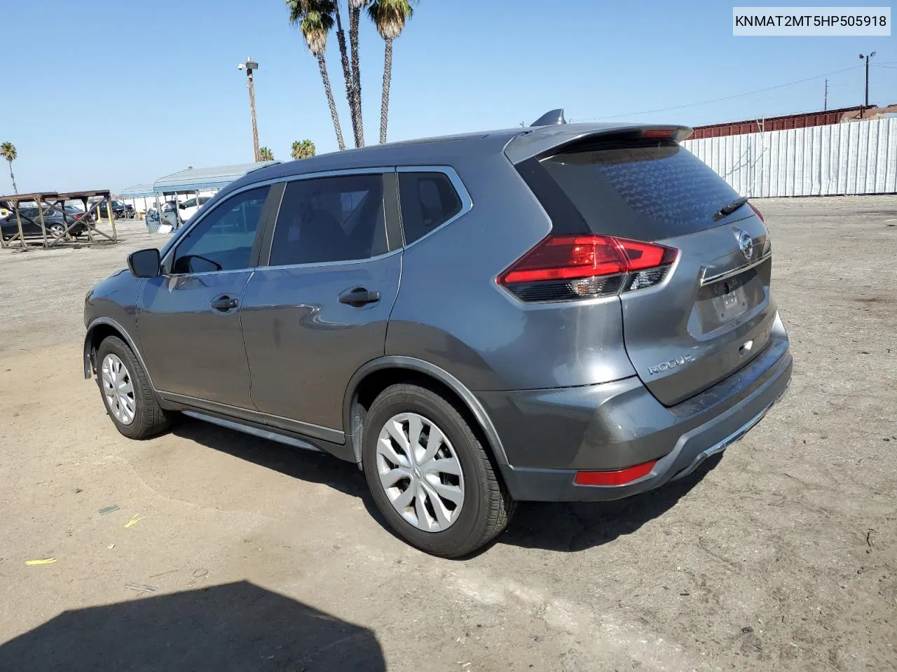 2017 Nissan Rogue S VIN: KNMAT2MT5HP505918 Lot: 71642574