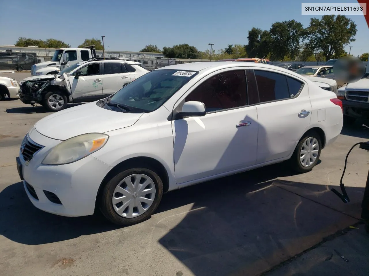 2014 Nissan Versa S VIN: 3N1CN7AP1EL811693 Lot: 69158424