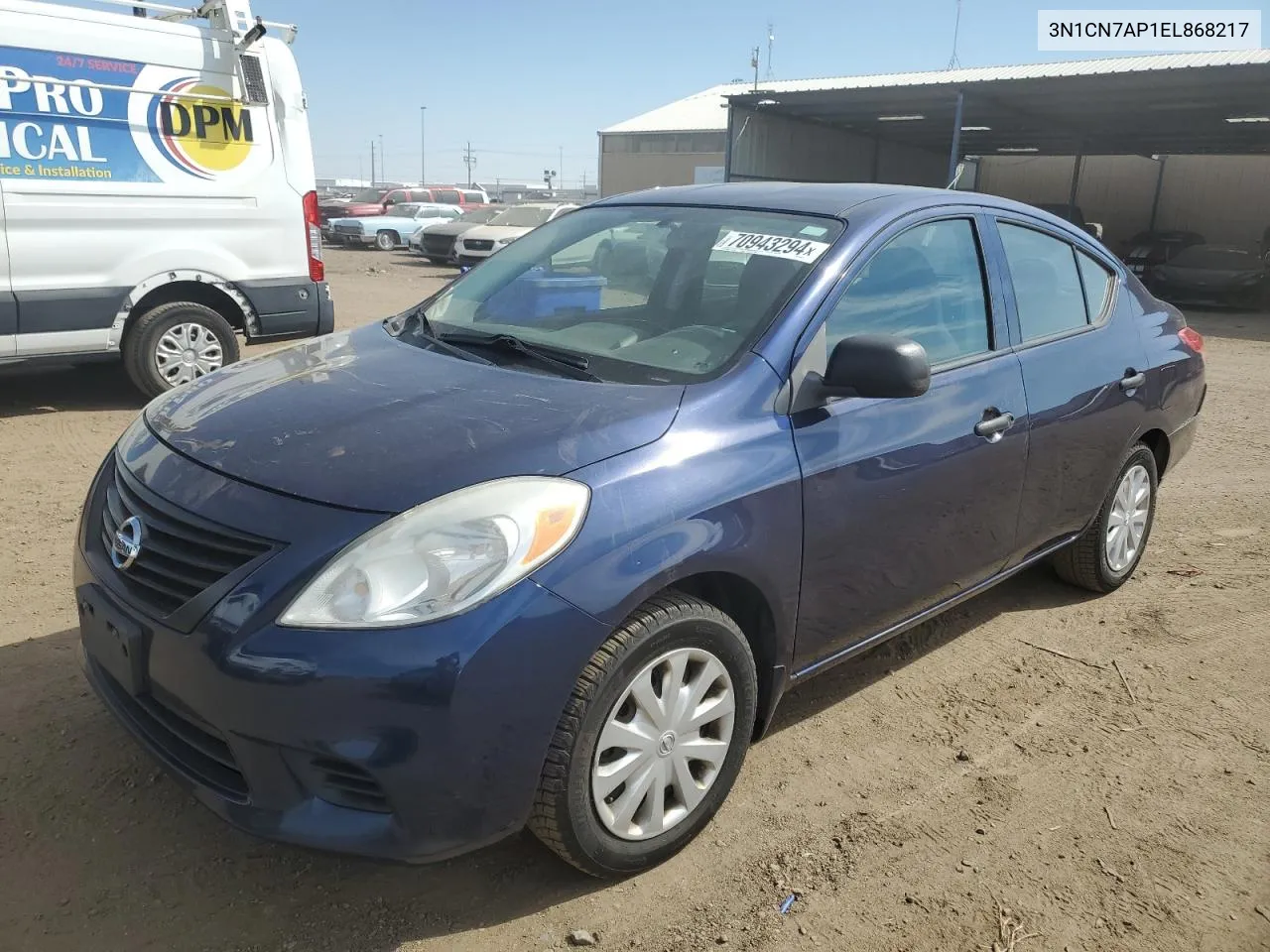 2014 Nissan Versa S VIN: 3N1CN7AP1EL868217 Lot: 70943294