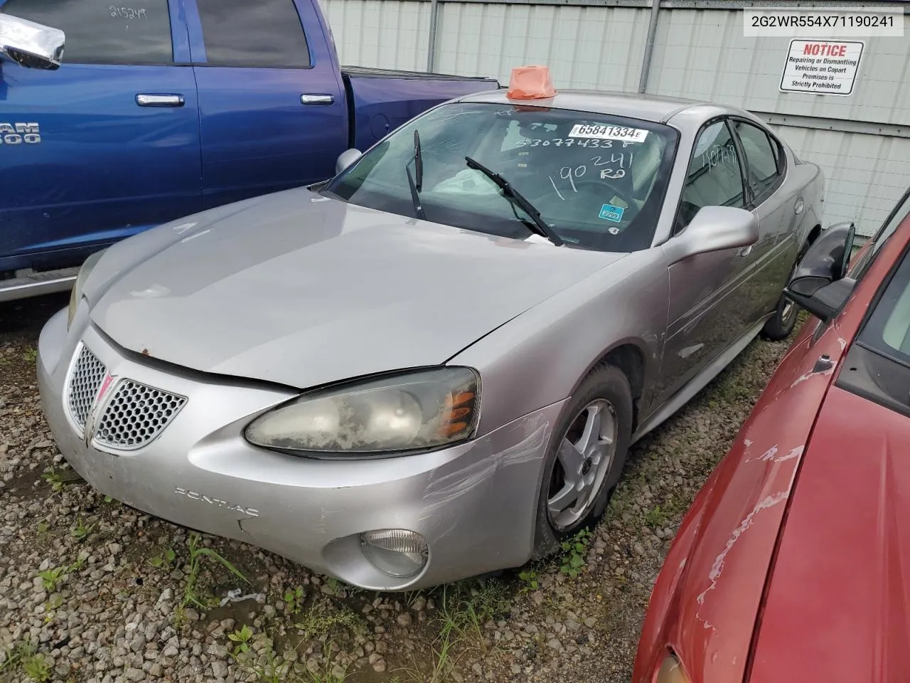 2007 Pontiac Grand Prix Gt VIN: 2G2WR554X71190241 Lot: 65907594