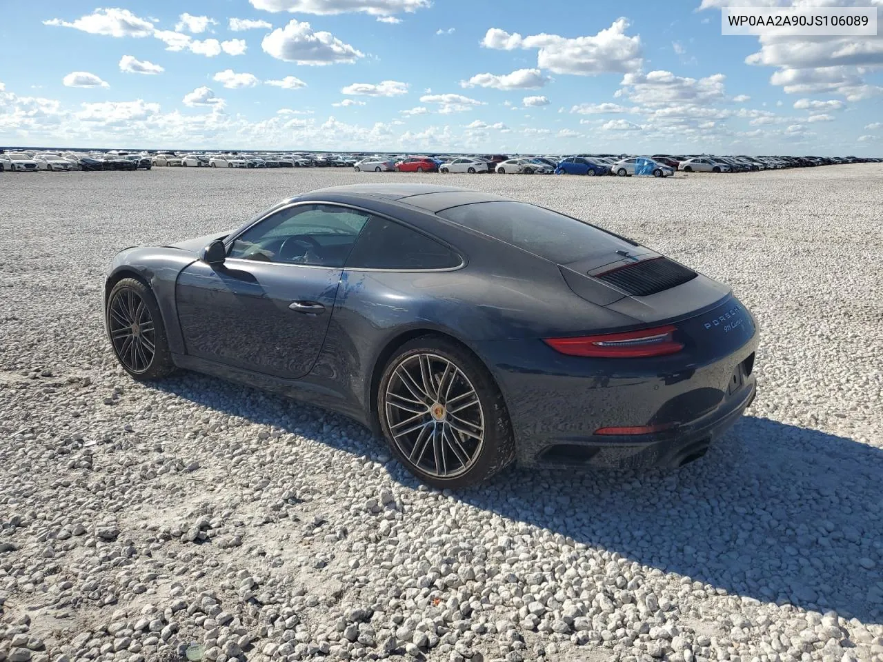 2018 Porsche 911 Carrera VIN: WP0AA2A90JS106089 Lot: 70711644