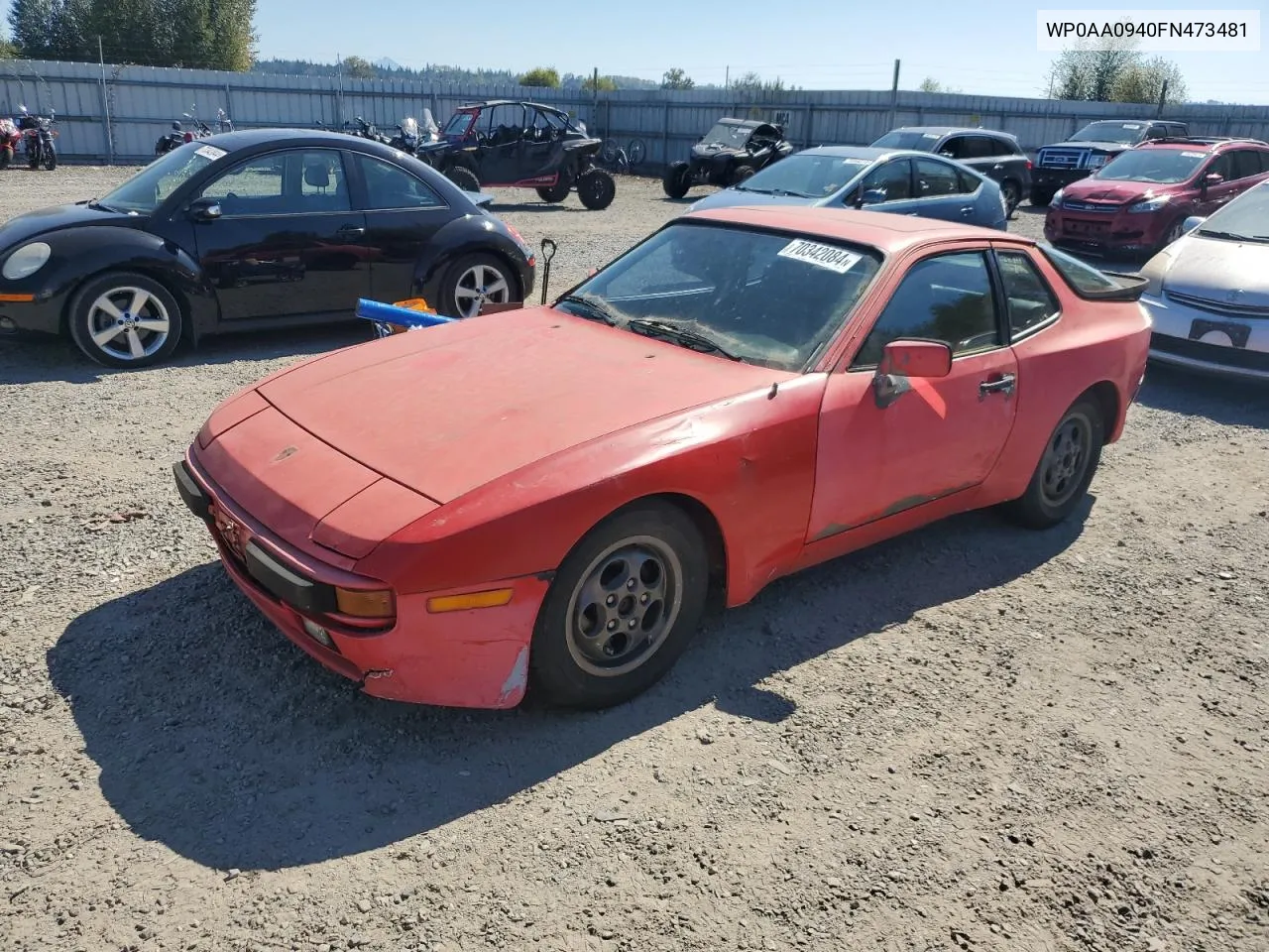 1985 Porsche 944 VIN: WP0AA0940FN473481 Lot: 70342084