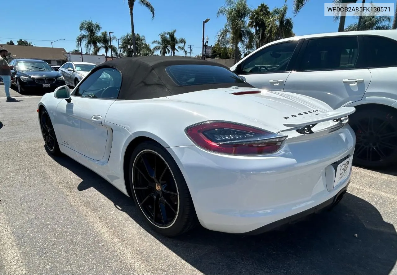 2015 Porsche Boxster S VIN: WP0CB2A85FK130571 Lot: 70893054