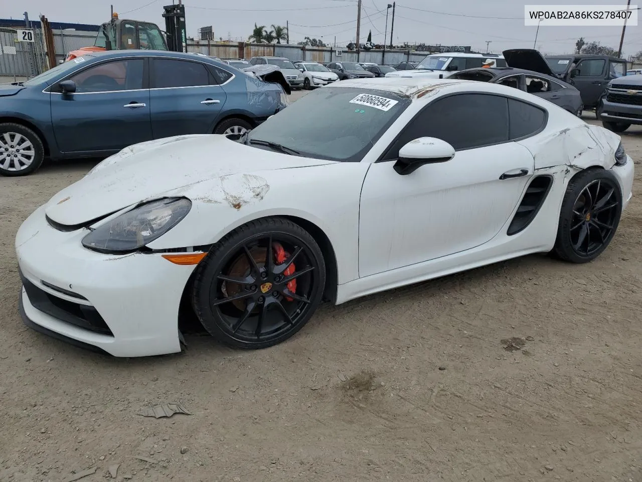 WP0AB2A86KS278407 2019 Porsche Cayman S