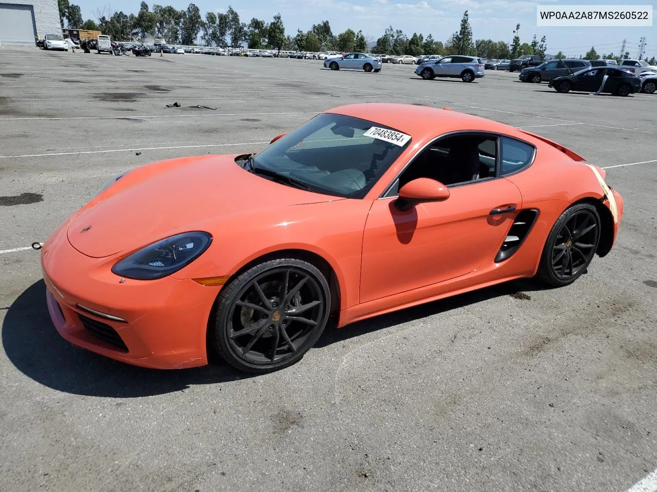 WP0AA2A87MS260522 2021 Porsche Cayman Base