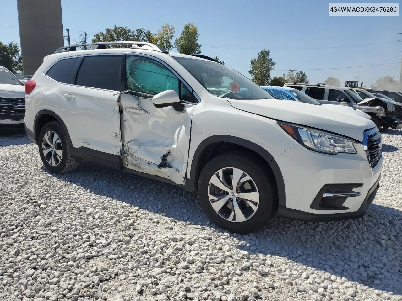 2019 Subaru Ascent Premium VIN: 4S4WMACDXK3476286 Lot: 72016414