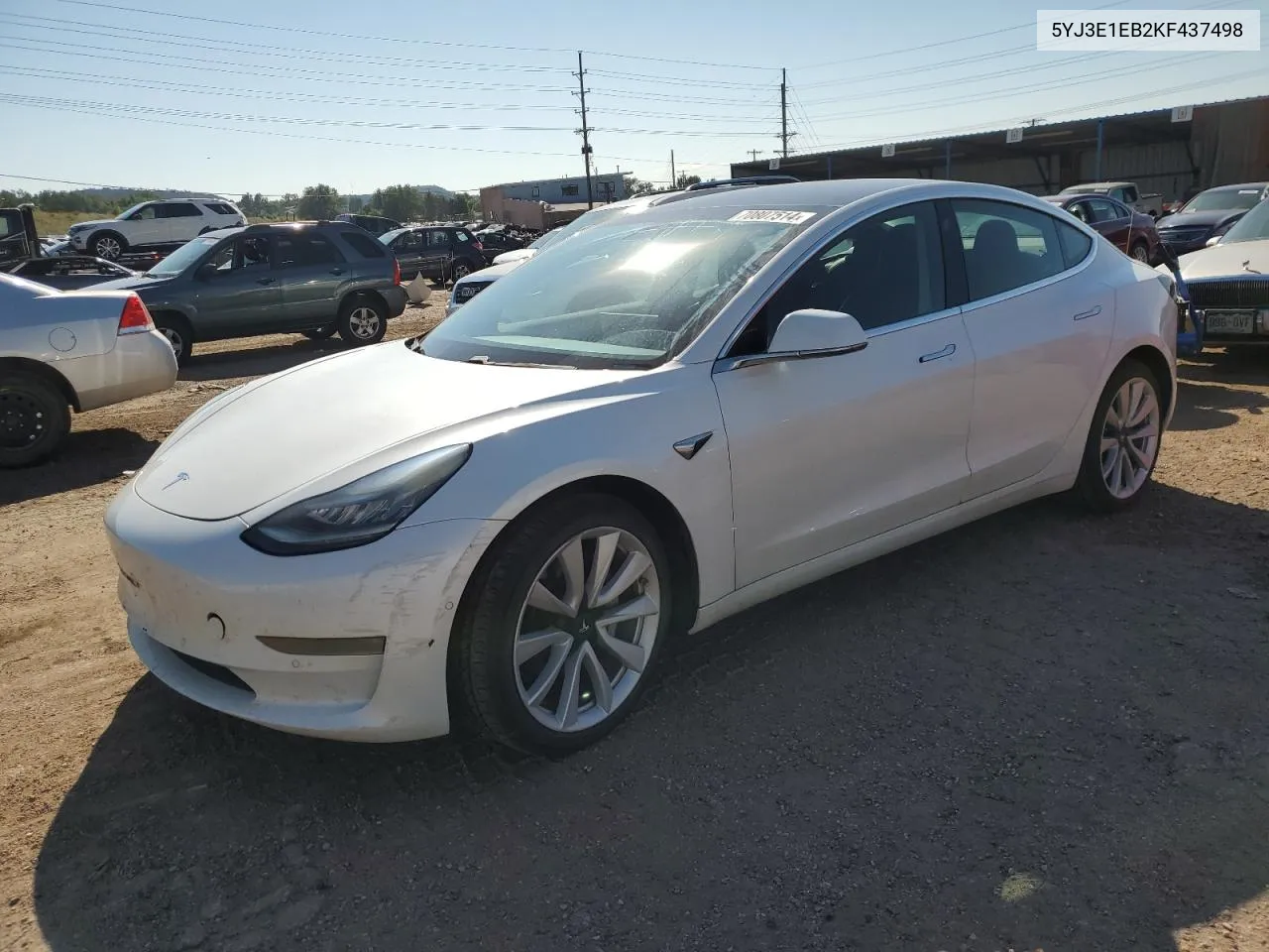 2019 Tesla Model 3 VIN: 5YJ3E1EB2KF437498 Lot: 70807514