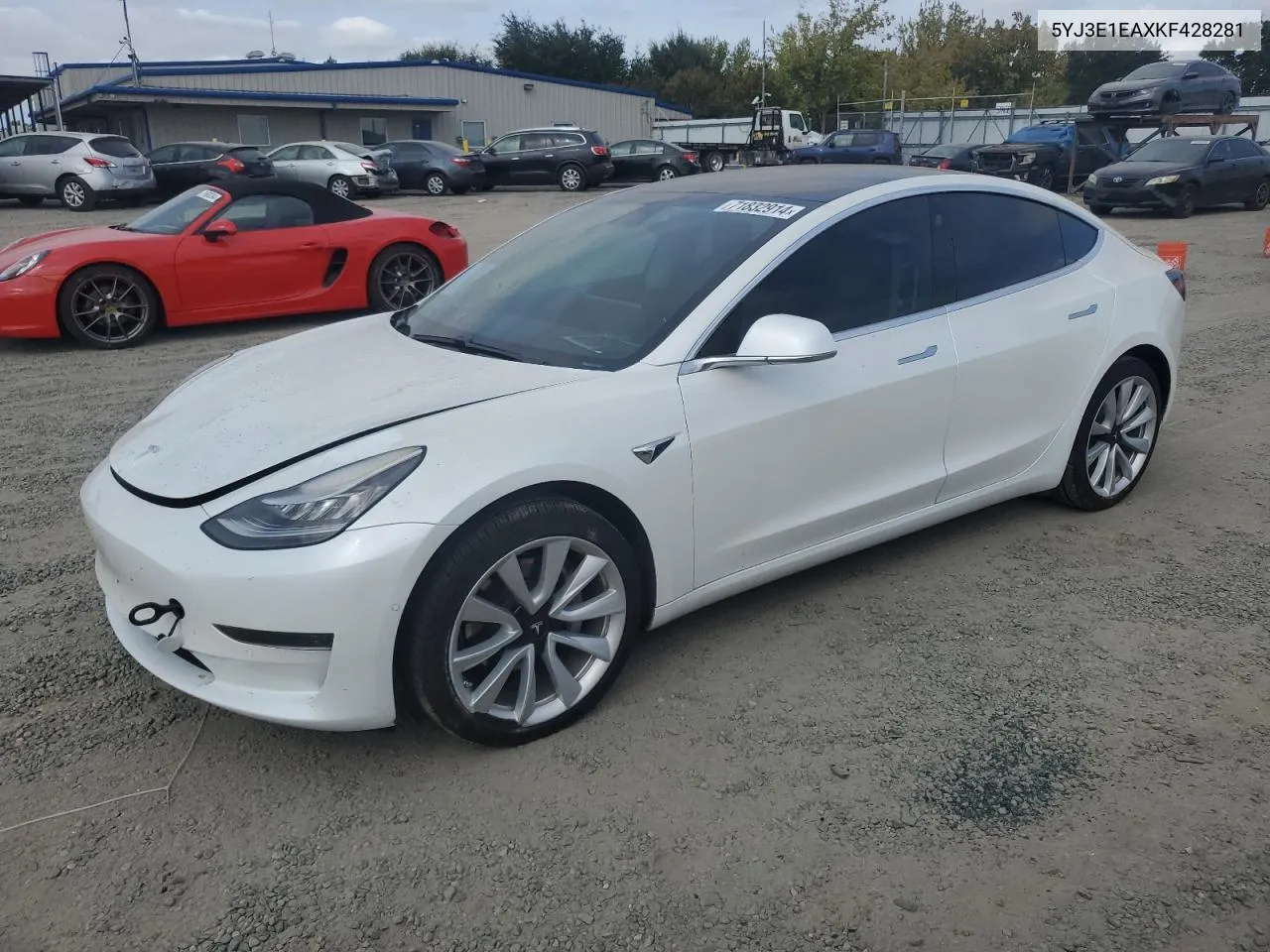 2019 Tesla Model 3 VIN: 5YJ3E1EAXKF428281 Lot: 71832914