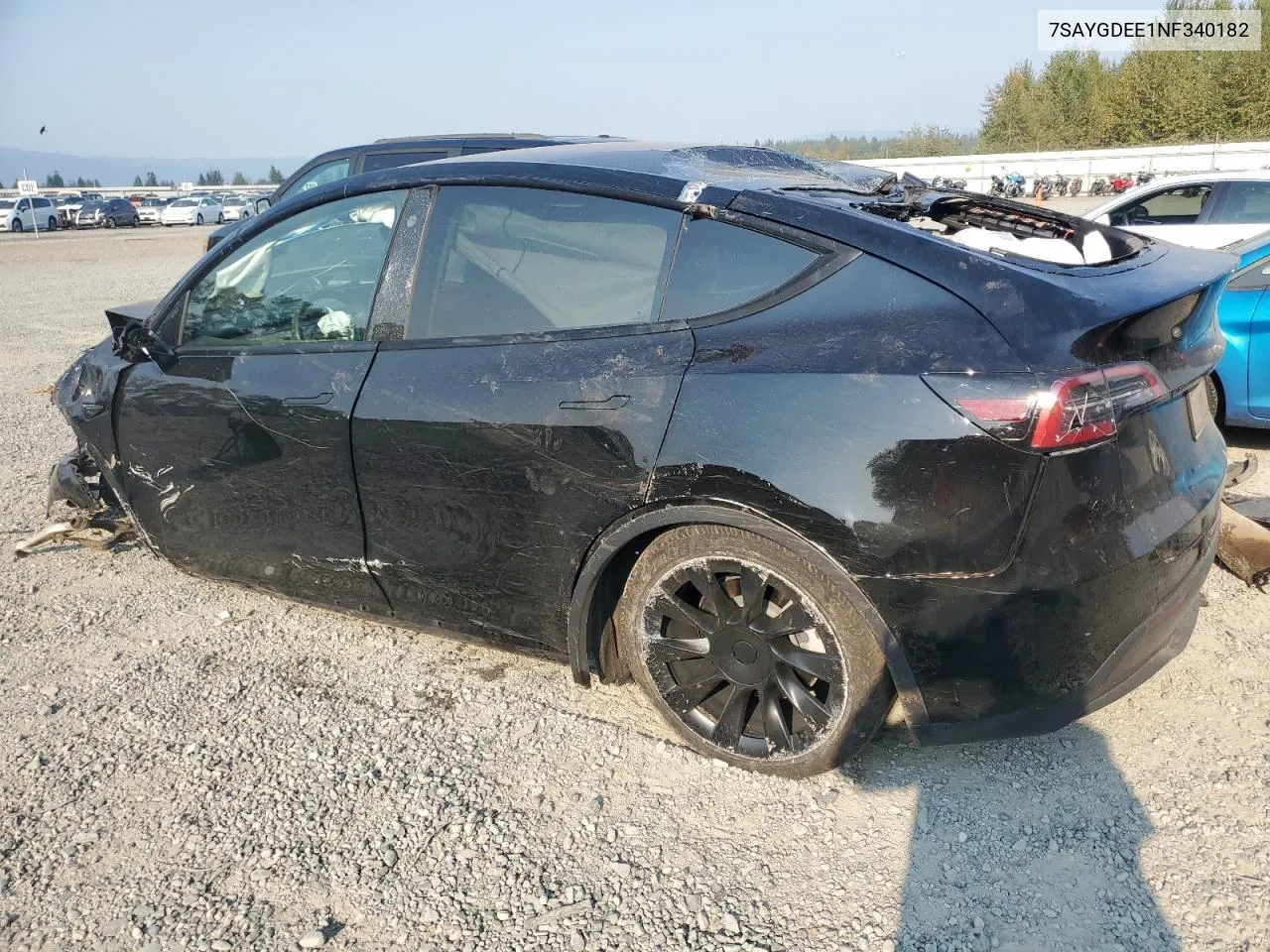 2022 Tesla Model Y VIN: 7SAYGDEE1NF340182 Lot: 70709264