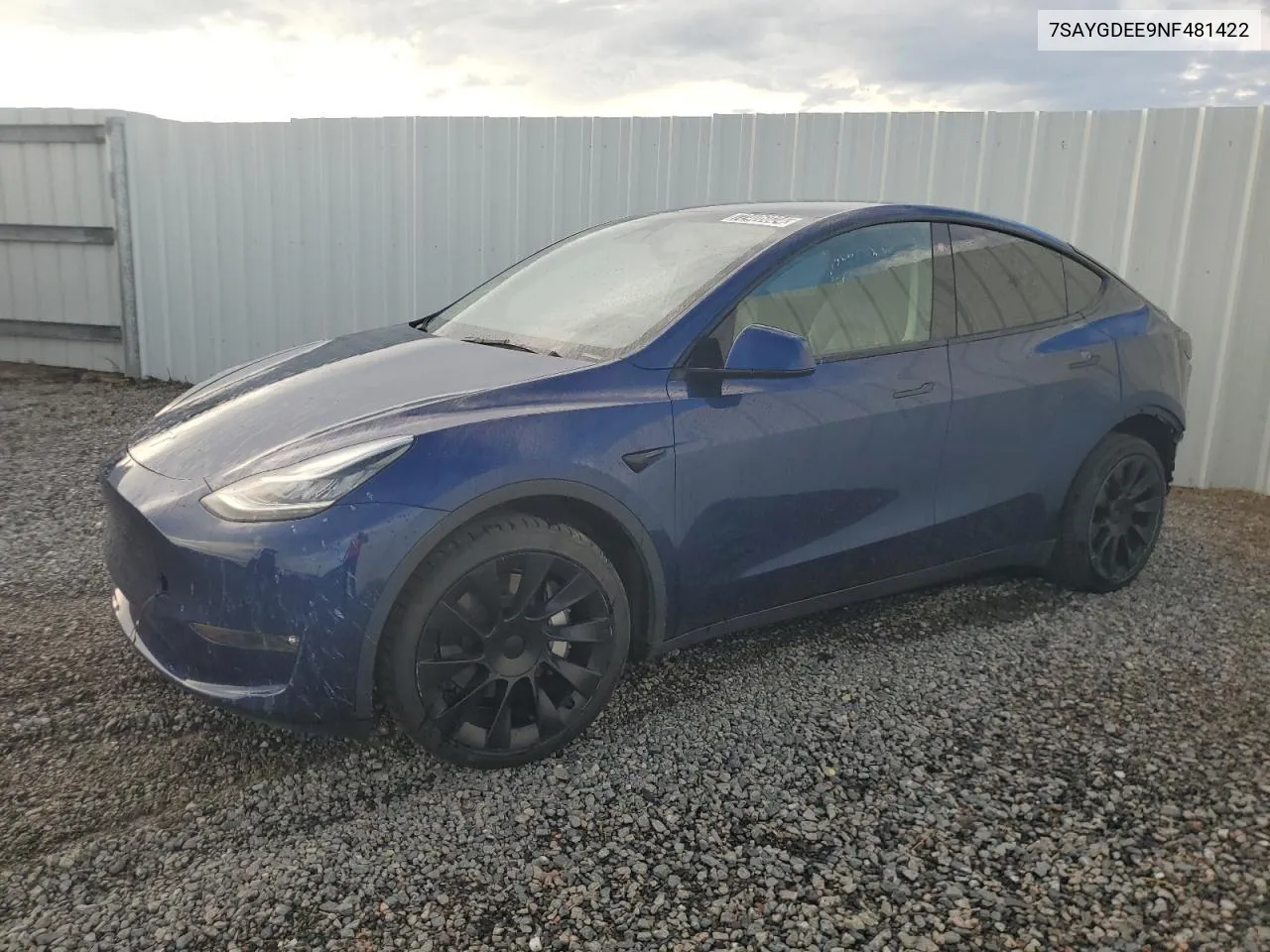 2022 Tesla Model Y VIN: 7SAYGDEE9NF481422 Lot: 72406024