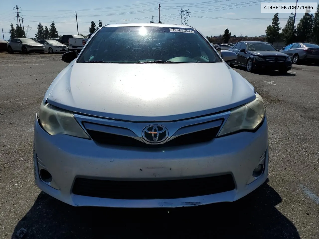 2012 Toyota Camry Base VIN: 4T4BF1FK7CR271836 Lot: 72369944