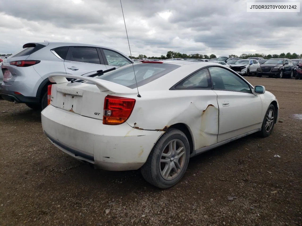 2000 Toyota Celica Gt VIN: JTDDR32T0Y0001242 Lot: 68380364