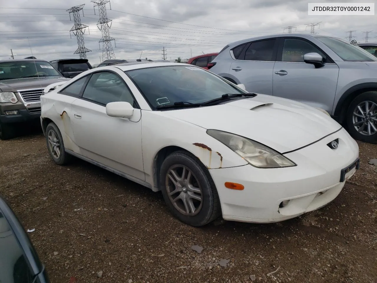 2000 Toyota Celica Gt VIN: JTDDR32T0Y0001242 Lot: 68380364